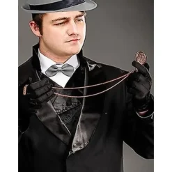 Grå 1920-tals Herr Fancy Dress Tillbehör Gangster Flapper Set Great Gatsby Kostym Kit 20-tal med Trilby Hatt Mustasch Elastiska Hängslen Herr Fickur | Fyndiq><noscript><img width=