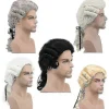 Grå Vit Svart Advokat Domare Barock Lockig Manlig Kostymperuk Deluxe Historisk Halloween Lång Syntetisk Cosplay Peruk + Peruknät> Peruker