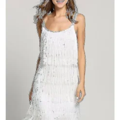 DMstore Great Gatsby Klänning 1920-tals Fest Vintage Pärlor Kvinnor Frans Klänningar (FMY) XXXL> Dräkter