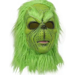 Grinch Mask Jul Grön Monster Mask Jul Grinch Kostym Mask med Julhatt Roliga Jul Cosplay Party Rekvisita Pälsmask - DSW><noscript><img width=