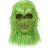 Grinch Mask Jul Grön Monster Mask Jul Grinch Kostym Mask med Julhatt Roliga Jul Cosplay Party Rekvisita Pälsmask> Masker