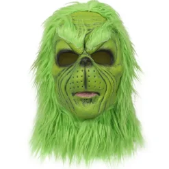 Grinch Mask Jul Grön Monster Mask Jul Grinch Kostym Mask med Julhatt Roliga Jul Cosplay Party Rekvisita Pälsmask> Masker