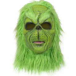 Grinch Mask Jul Grön Monsterdräkt med Fäst Julhatt för Roliga Julcosplayfester och Högtidstema Aktiviteter> Masker