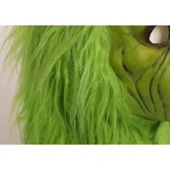 Grinch Mask Jul Grön Monsterdräkt med Fäst Julhatt för Roliga Julcosplayfester och Högtidstema Aktiviteter><noscript><img width=