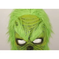 Grinch Mask Jul Grön Monsterdräkt med Fäst Julhatt för Roliga Julcosplayfester och Högtidstema Aktiviteter><noscript><img width=