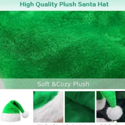 Grön tomteluva i velour, lyxig julhatt för vuxna, tomteluvor för kvinnor och män, tomteluvor, juldekoration><noscript><img width=