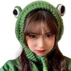 Groda Hatt Stickad Groda Hatt Virkad Hårband Söt Utomhus Stor Ögon Groda Mössa Öronskydd Festival Cosplay Hatt Kvinnor Flickor> Huvudbonader