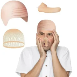 Gru Kostym Tillbehör Flintskallig Hatt Set Svart Grå Randig Halsduk Falsk Näsa Flintskalliga Mössor Halloween Kostym Tillbehör för Män Svart-FS-><noscript><img width=