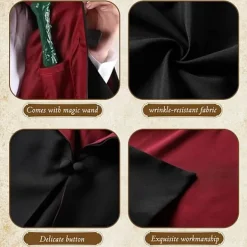 Gryffindor Trollkarlsrock Gryffindor Uniformsrock, Kappa och Slips, Trollkarlsklädsel för Vuxna, Halloween Cosplay-FF- (XL)> Dräkter