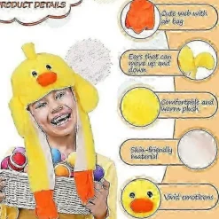 Gul Anka Hatt Plysch Öron Rörliga Hoppande Hattar Lång Mjuk Söt Djur Hatt Pop Up Öron Påskmössa Utklädnad Cosplay><noscript><img width=