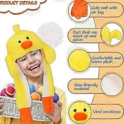 Gul Ankh Hatt Plysch Öron Rörliga Hoppande Hattar Lång Mjuk Söt Djurhatt Pop Up Öron Påskmössa Utklädnad Cosplay><noscript><img width=