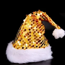 Guld Färg Glitter Julhatt för Vuxna, En Storlek> Huvudbonader