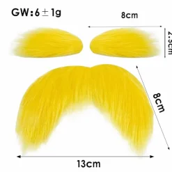 Unbranded Gult Skägg och Ögonbryn Cosplay Kostymtillbehör Roliga Festartiklar Herr Dam> Tillbehör