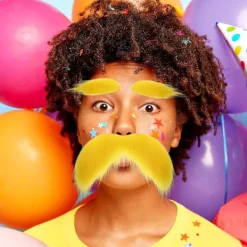 Unbranded Gult Skägg och Ögonbryn Cosplay Kostymtillbehör Roliga Festartiklar Herr Dam><noscript><img width=