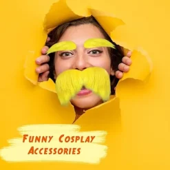 Unbranded Gult Skägg och Ögonbryn Cosplay Kostymtillbehör Roliga Festartiklar Herr Dam><noscript><img width=