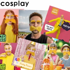 Gult Skägg och Ögonbryn, Skäggdräktstillbehör för Fester och Dansevenemang, Roligt Kreativt Skägg - 2><noscript><img width=