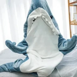 Hajfilt Hoodie Onesie för Vuxna och Barn, Mjuk Flanell Hajdräkt Hajsovsäck *H> Dräkter