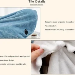 FJORD Hajfilt Vuxen Utklädnad, Supermjuk Soffmysfilt Hajfilt Sovsäck, Portabel Hajfilt Hoodie><noscript><img width=