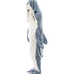 Hajformad filt-hoodie Hajfilt Supermjuk mysig flanell-hoodie Hajsovsäck Haj Onesie filt Hajsvans Bärbar fleecefilt Sha 2XL><noscript><img width=