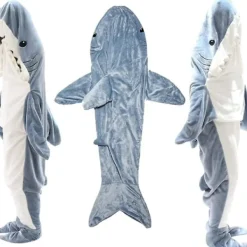 Hajformad filt-hoodie Hajfilt Supermjuk mysig flanell-hoodie Hajsovsäck Haj Onesie filt Hajsvans Bärbar fleecefilt Sha 2XL><noscript><img width=