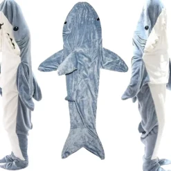 Hajformad filt-hoodie Hajfilt Supermjuk mysig flanell-hoodie Haj sovsäck Haj onesie filt Hajsvans Bärbar fleecefilt Sha XL XL><noscript><img width=