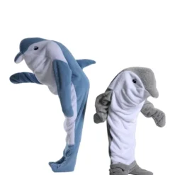 Hajformad sovsäck filt tecknad djur jumpsuit flanell herr och dam hem kläder haj pyjamas 190> Dräkter