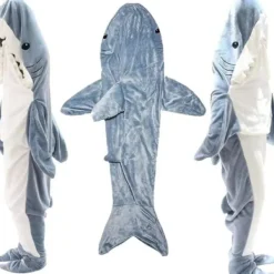 Hajformad sovsäck filt tecknad djur jumpsuit flanell herr och dam hemkläder hajpyjamas mörkgrå haj mörkgrå haj 150> Dräkter