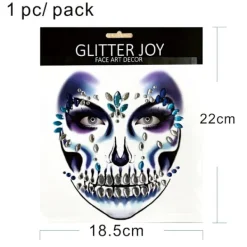 LAIQIANKUA Halloween 1 bit Skull Makeup Party Face Gem Sticker> Smink
