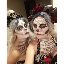LAIQIANKUA Halloween 1 bit Skull Makeup Party Face Gem Sticker><noscript><img width=