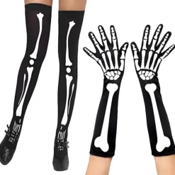 Otego Halloween - Långa handskar och strumpor med skelett motiv> Tillbehör
