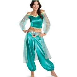 ECORP Halloween Aladdin Jasmine Prinsessa Maskerad Karneval Cosplay Kostym S för Kvinnor Blå Grön M> Dräkter