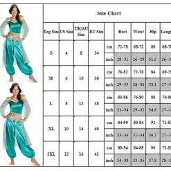 ECORP Halloween Aladdin Jasmine Prinsessa Maskerad Karneval Cosplay Kostym S för Kvinnor Blå Grön M><noscript><img width=