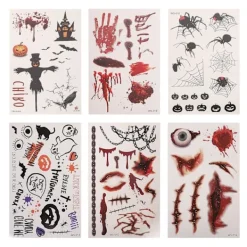 Halloween ansikte tatuering klistermärken Halloween tillfälliga tatuering klistermärken (19X12 cm, svart)> Smink