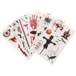 Halloween ansikte tatuering klistermärken Halloween tillfälliga tatuering klistermärken (19X12 cm, svart)> Smink
