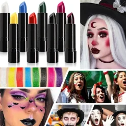 Halloween Ansiktsfärg, Kroppsfärgsstift för Ögonfärg, Smink Skelett Cosplay Party><noscript><img width=