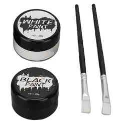 Xuigort Halloween ansiktsmålning kit svart och vitt högpigmenterad ansiktskroppsfärg för DIY cosplay temafester> Smink