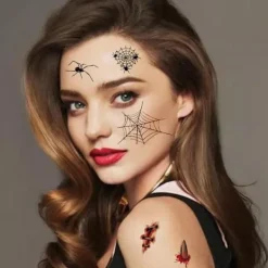 Halloween Barn Tatuering Klistermärken Pumpa Häxa Tecknad Dödskalle Parodi Tatuering Klistermärke Spider-FD-><noscript><img width=