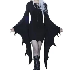 Halloween Bat Sleeve Bandage Dress för Cosplay Party Accessoarer dark green xl black xl> Dräkter