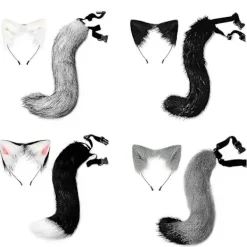 Halloween COS Simulation Fox Plysch Svans Kläder Tillbehör Djursvans Katt Pannband Hårrosett Huvudbonad - Perfekt><noscript><img width=