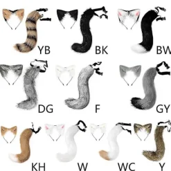 Halloween COS simulering räv plysch svans kläder tillbehör djur svans katt öra hår rosett huvudbonader - Perfet _tfrf><noscript><img width=