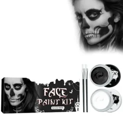 Halloween Cosplay Ansikte Kroppsmålning SFX Smink Svart + Vit Ansiktsfärg Specialeffekter Sminkset Utklädning Giftfria Ansiktsmålningskit för Vuxna> Smink