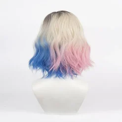 Halloween Cosplay Peruk för Addams Family Wednesday Karaktär Enid Sinclair Kort Vågig Hår Full Peruker Fest Rollspel Kostym Rekvisita><noscript><img width=