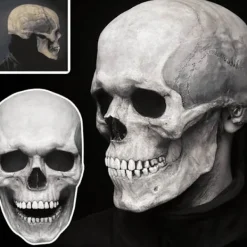 Halloween Cosplay Rörlig Käke Hel Huvud Skalle Mask Läskigt Skelett mörk färg><noscript><img width=
