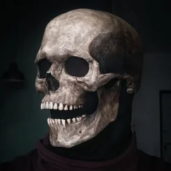 Halloween Cosplay Rörlig Käke Hel Huvud Skalle Mask Läskigt Skelett mörk färg><noscript><img width=