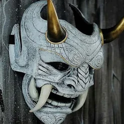 Halloween Cosplay Samurai Oni Mask Latex Huvudbonad Maskerad Mask><noscript><img width=