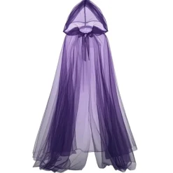Halloween cosplay spöke cosplay huva mantel död häxa mesh lång mantel bal föreställningsdräkt 1.5M (Lila) B> Dräkter