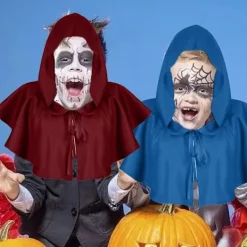 Halloween Cowl Hat Vintage medeltida Cowl Hat Cosplay kostym brown red> Huvudbonader