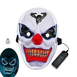 Halloween Dekoration LED Clown Mask, Läskig Självlysande Joker Mask, Halloween Dekoration Jul Karneval Kostym Cosplay Party Mask> Masker