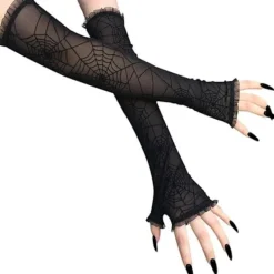 Halloween Dekorationer Dam Spindelnäts Armvärmare för Halloweenfest (Spindelnäts Armvärmare)><noscript><img width=