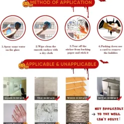 Halloween Dekorationer Fönsterdekorationer, Halloween fönsterdekorationer inomhus, skolans hemkontorsfesttillbehör, 3><noscript><img width=